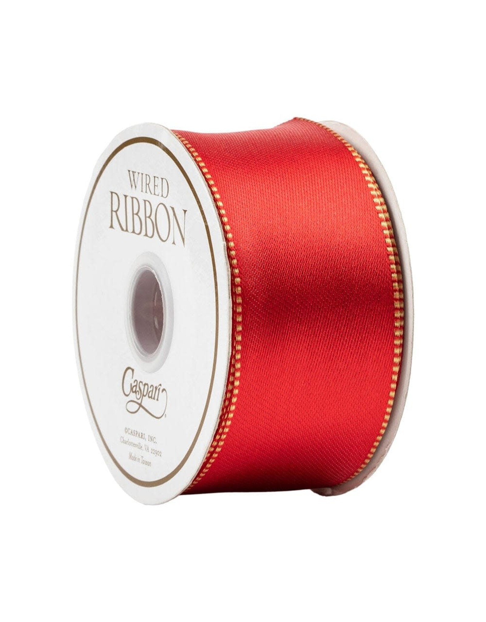 Caspari Red And Gold Reversible Satin Wired Ribbon 6 Yard Spool