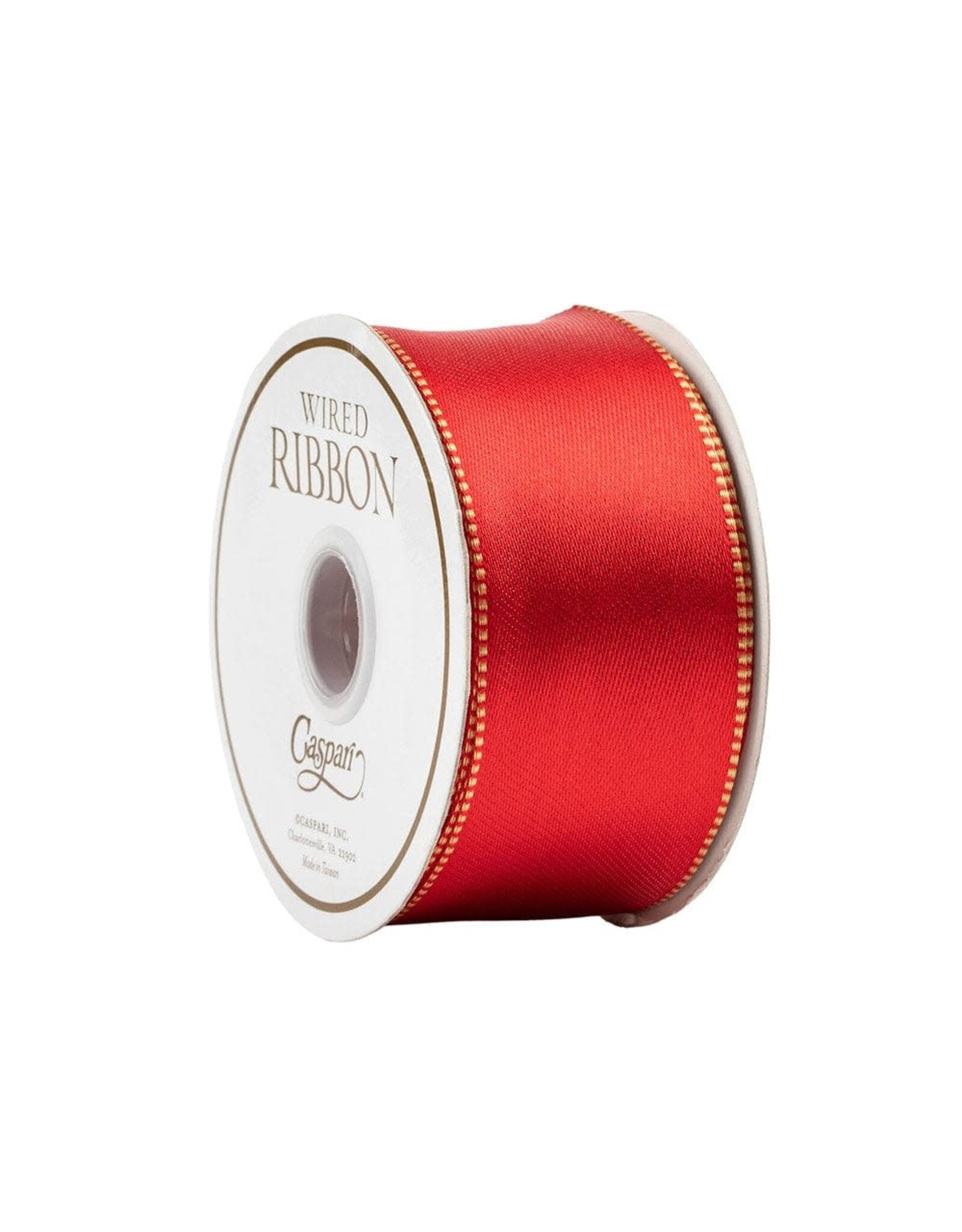 Caspari Red And Gold Reversible Satin Wired Ribbon 10 Yard Spool