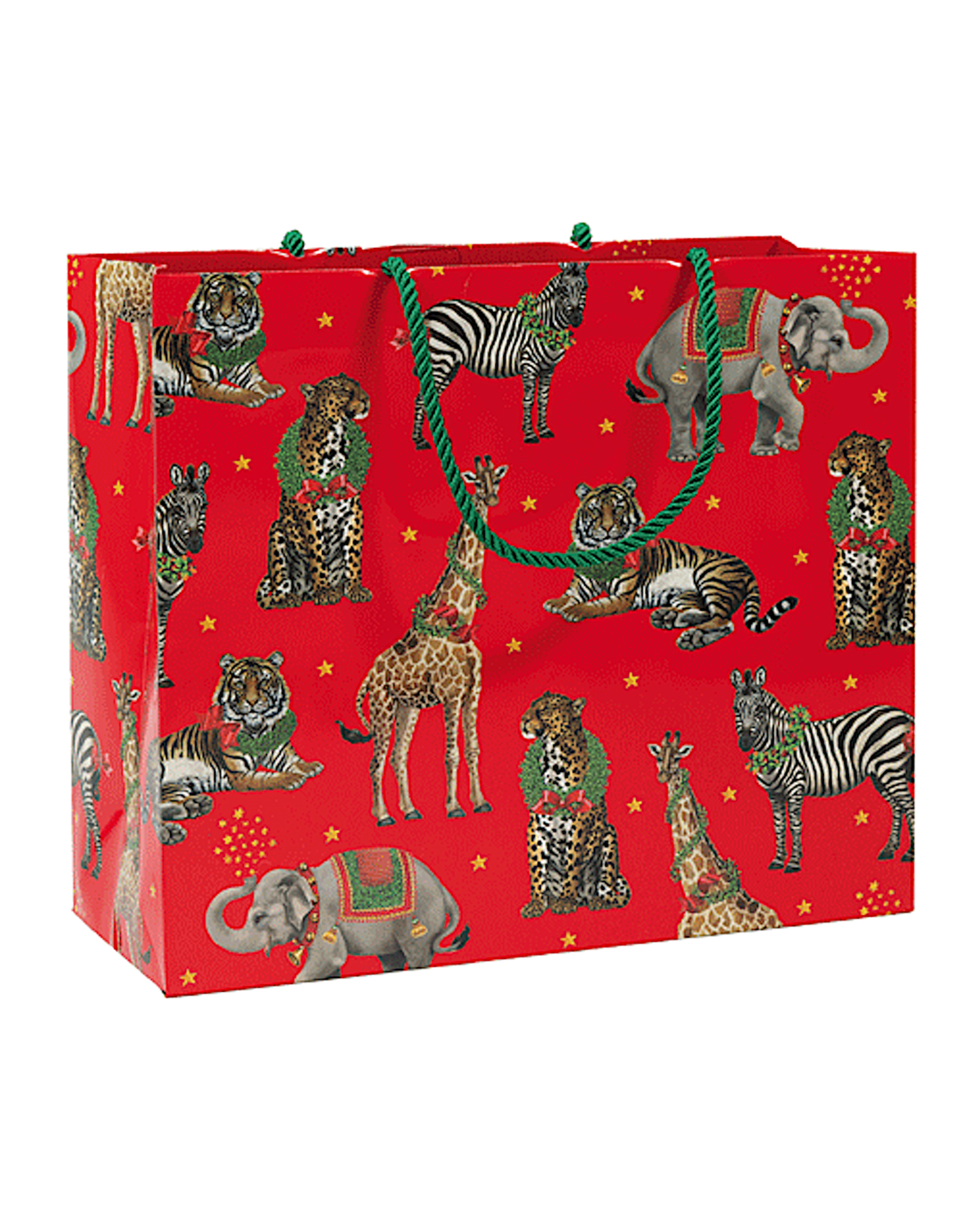 Caspari Christmas Gift Bag Lg 11.75x4.75x10 Painted Ornaments