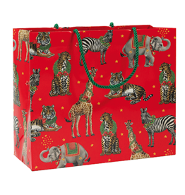 Caspari Christmas Gift Bag Lg 11.75x4.75x10 Painted Ornaments