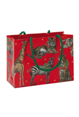 Caspari Christmas Gift Bag Small 7x3x5.25 Wild Christmas Red