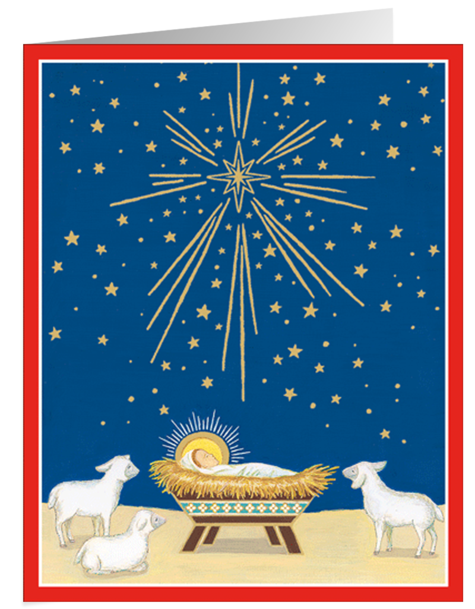 Caspari Boxed Christmas Cards 16pk Manger Under The Star