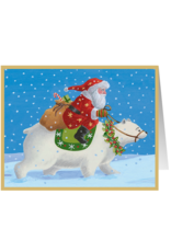 Caspari Boxed Christmas Cards 16pk Santa Riding A Polar Bear