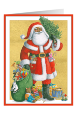 Caspari Boxed Christmas Cards 16pk Santa With All His Gifts