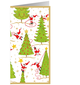 Caspari Christmas Money Holder Cards 4pk Twirling Santas