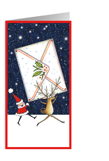 Caspari Christmas Money Holder Cards 4pk Santa And Reindeer w Envelope