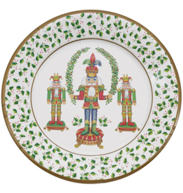 Caspari Christmas Paper Dinner Plates Round 8pk Nutcracker Christmas