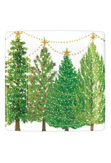 Caspari Christmas Paper Dinner Plates 8pk SQ Christmas Trees W Lights