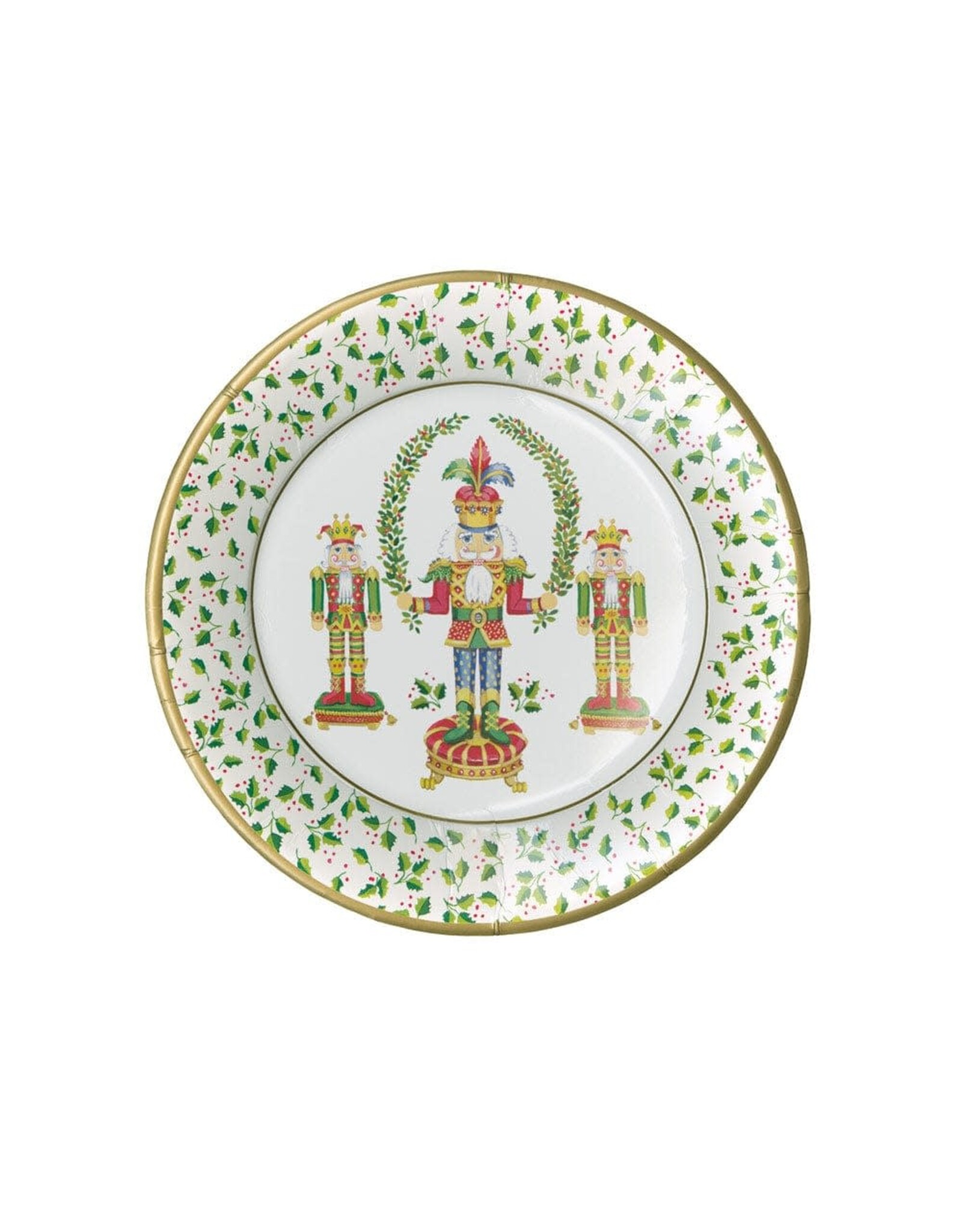 Caspari Christmas Paper Salad Dessert Plates 8pk Nutcracker Christmas