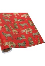 Caspari Christmas Gift Wrapping Paper 6ft Roll Wild Christmas Red Foil