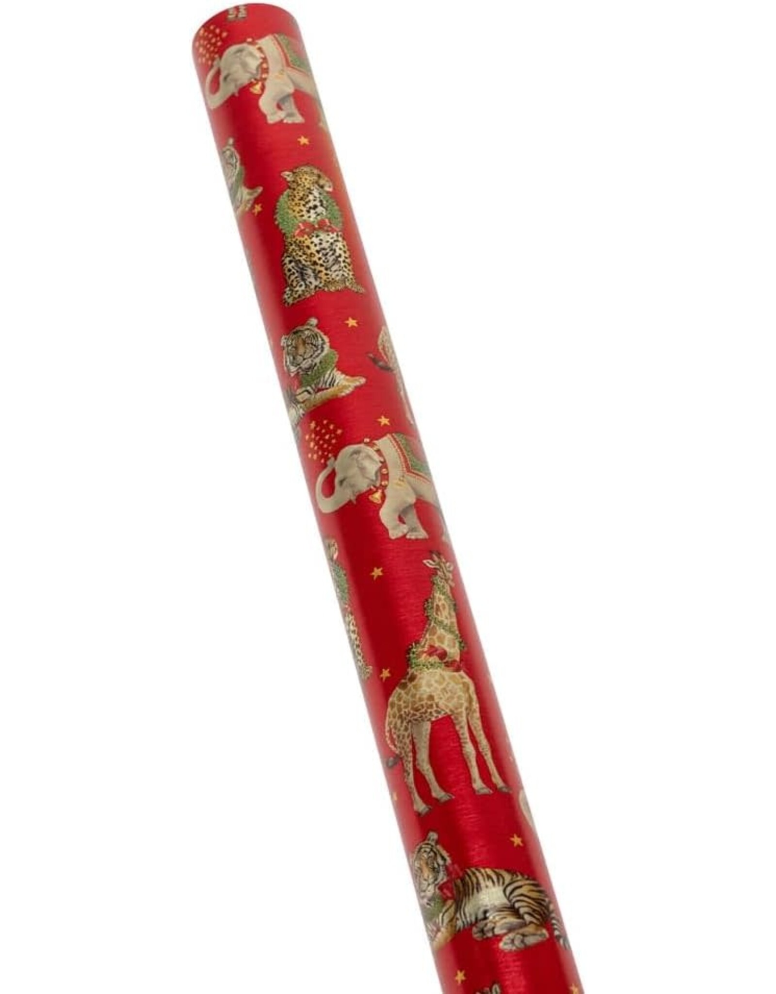 Caspari Christmas Gift Wrapping Paper 6ft Roll Wild Christmas Red Foil