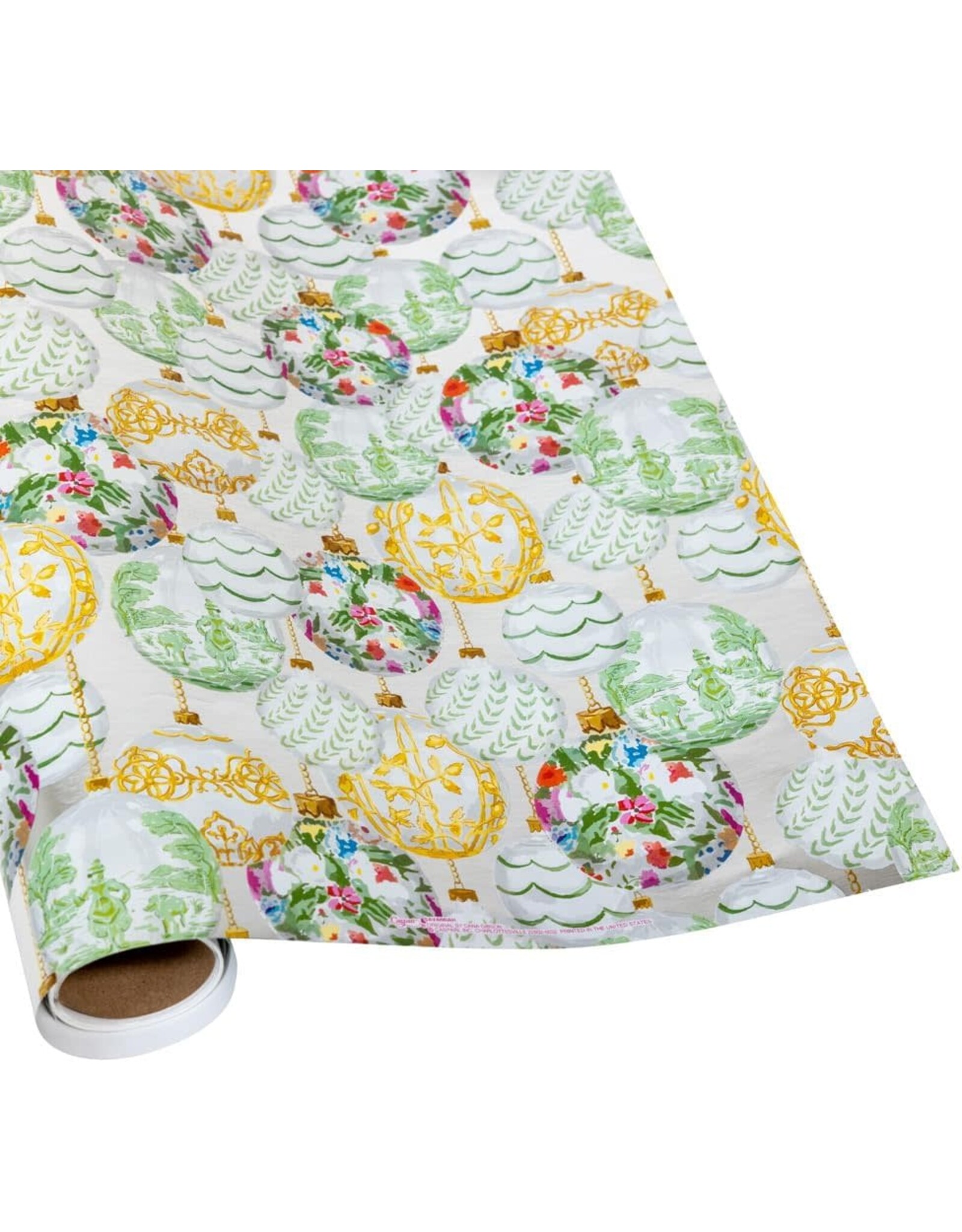 Caspari Christmas Gift Wrapping Paper 8ft Roll Savannah White