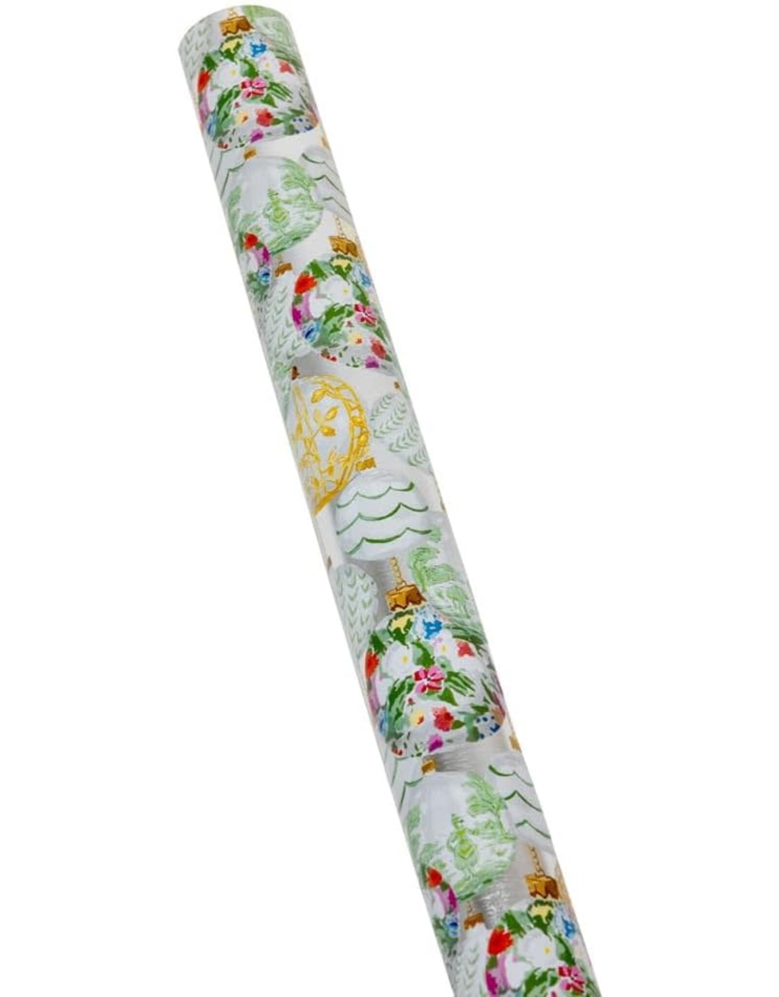 Caspari Christmas Gift Wrapping Paper 8ft Roll Savannah White