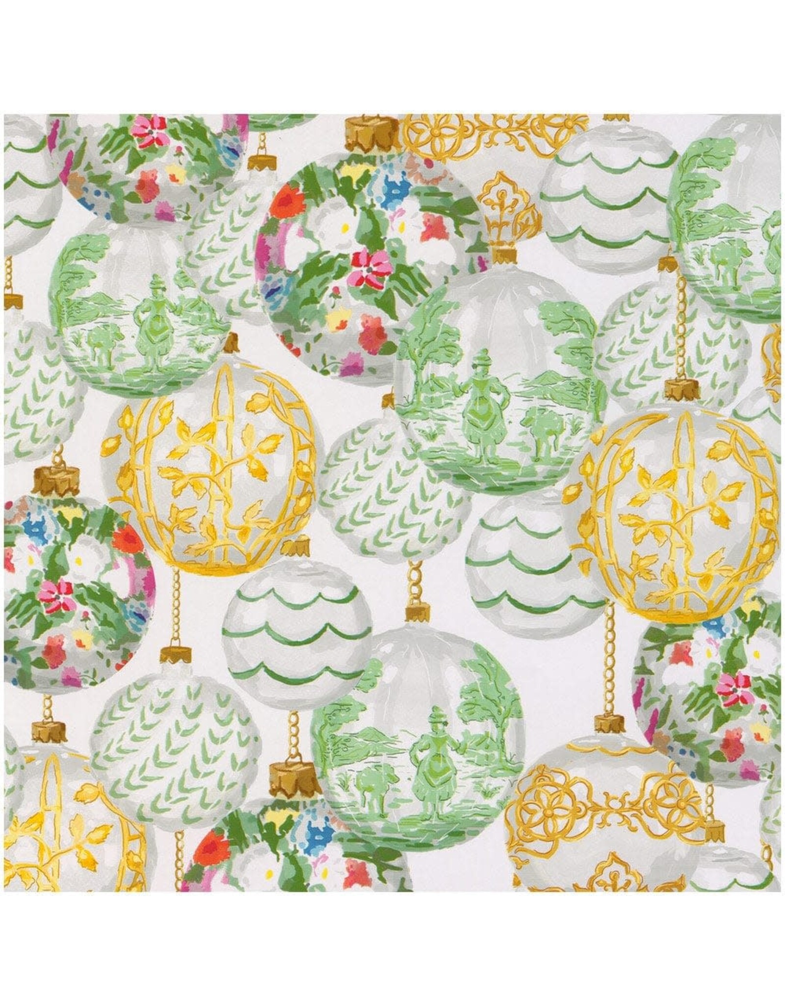 Caspari Christmas Gift Wrapping Paper 8ft Roll Savannah White