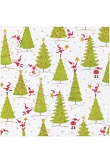 Caspari Christmas Gift Wrapping Paper 8ft Roll Twirling Santas