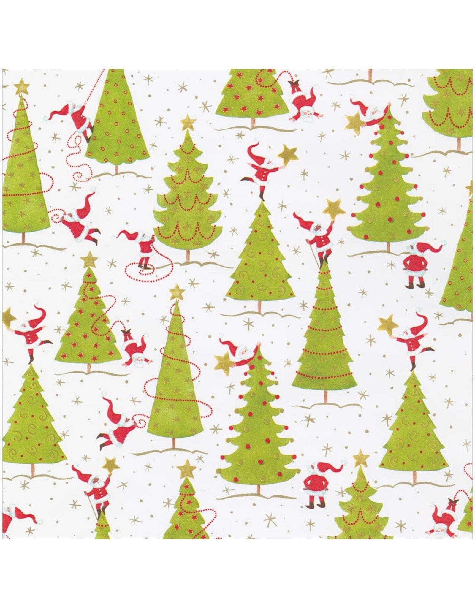 Caspari Christmas Gift Wrapping Paper 8ft Roll Twirling Santas