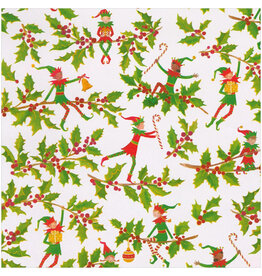 Caspari Christmas Gift Wrapping Paper 8ft Roll Jingle Elves