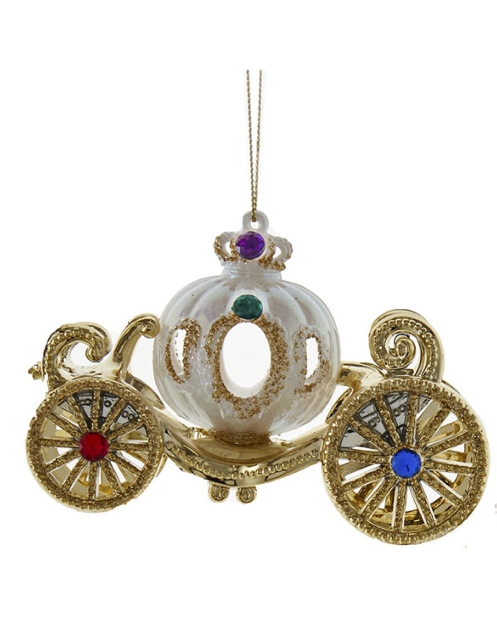 Kurt Adler White Jeweled Carriage Ornament
