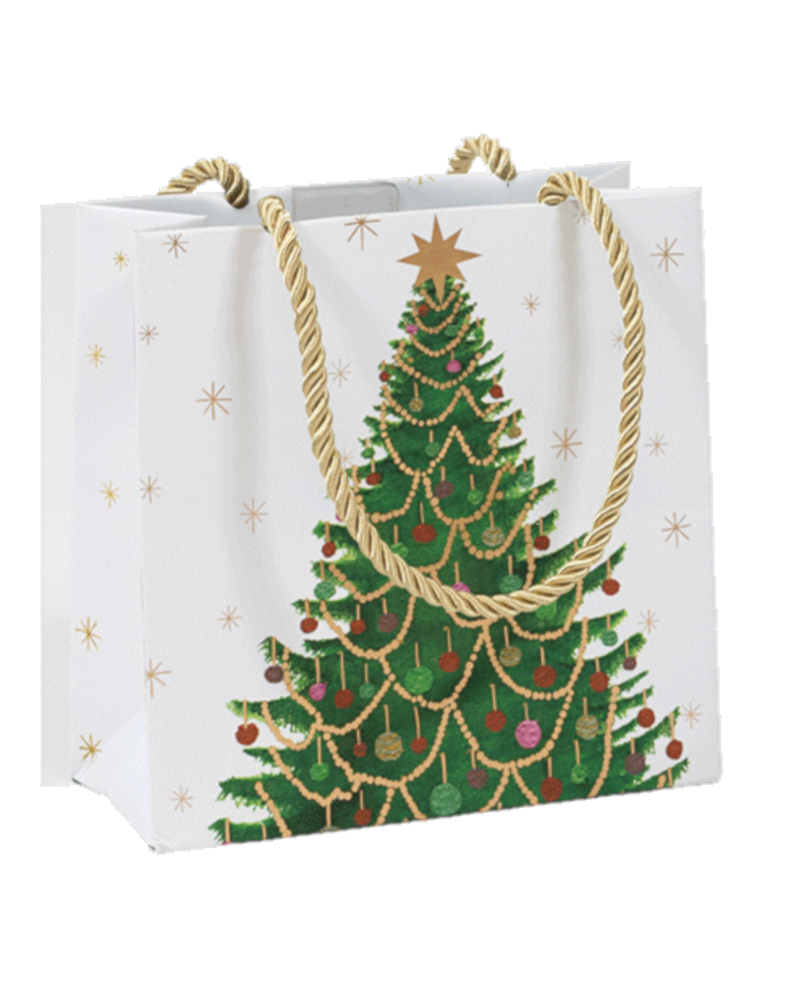 Caspari Christmas Gift Bag Small 5.75x2.5x5.75 Merry And Bright