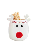 Mud Pie Ceramic Christmas Toothpick Holder | Reindeer Take Your Pick
