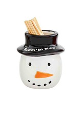 Mud Pie Ceramic Christmas Toothpick Holder | Snowman Rollin in Snow