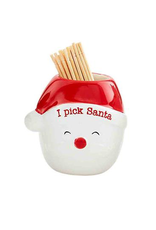 Mud Pie Ceramic Christmas Toothpick Holder | Santa I Pick Santa