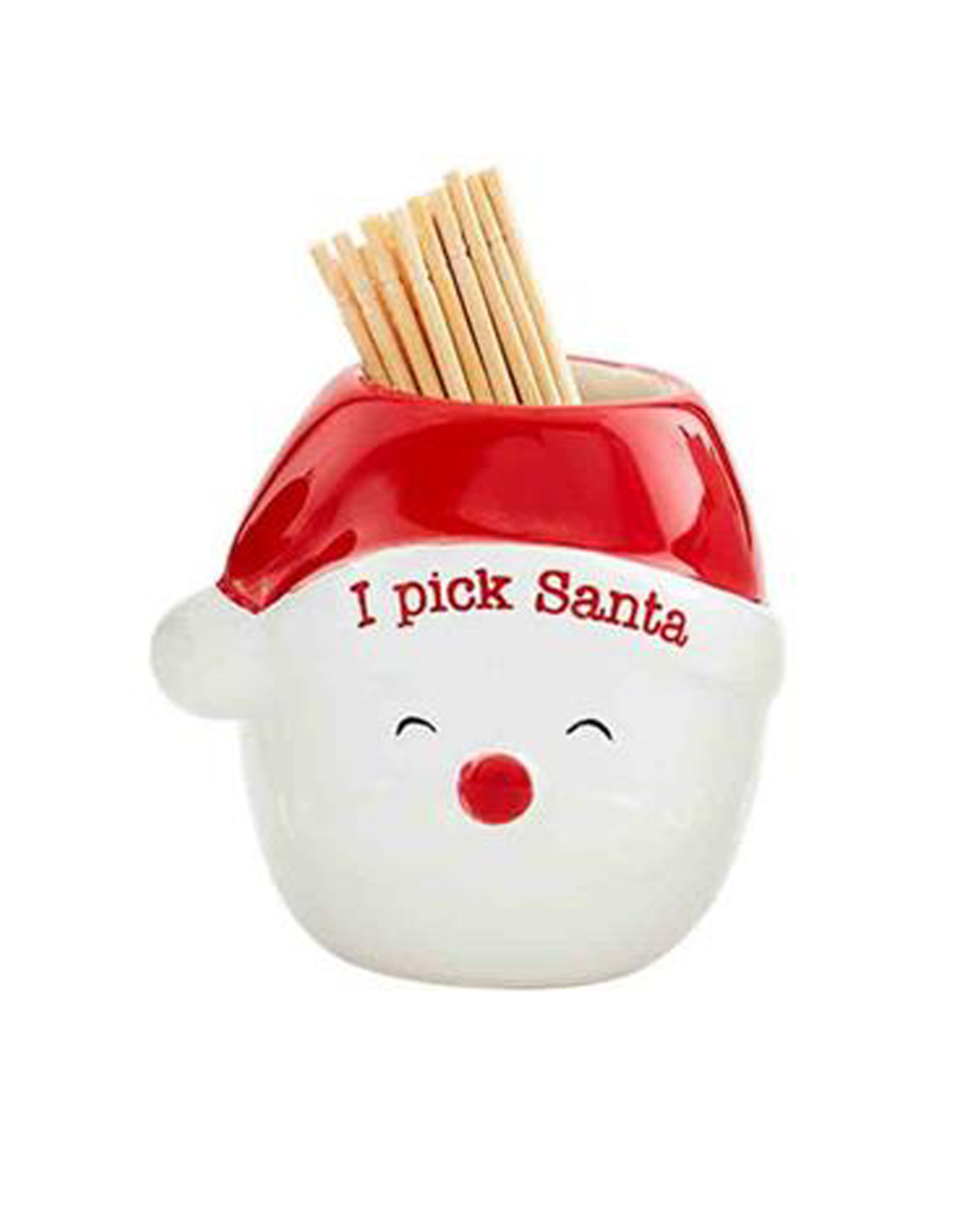 Mud Pie Ceramic Christmas Toothpick Holder | Santa I Pick Santa