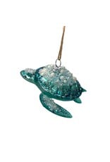 David Christophers Sea Turtle Glass Ornament w Beads And Pearls