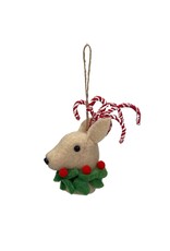 David Christophers Mistletoe Deer Head W Peppermint Antlers Ornament