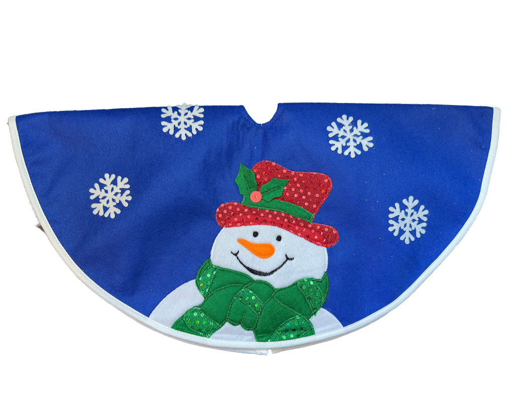 Christmas Tree Skirts 20” Miniature Blue Snowman Tree Skirt Digs N Gifts