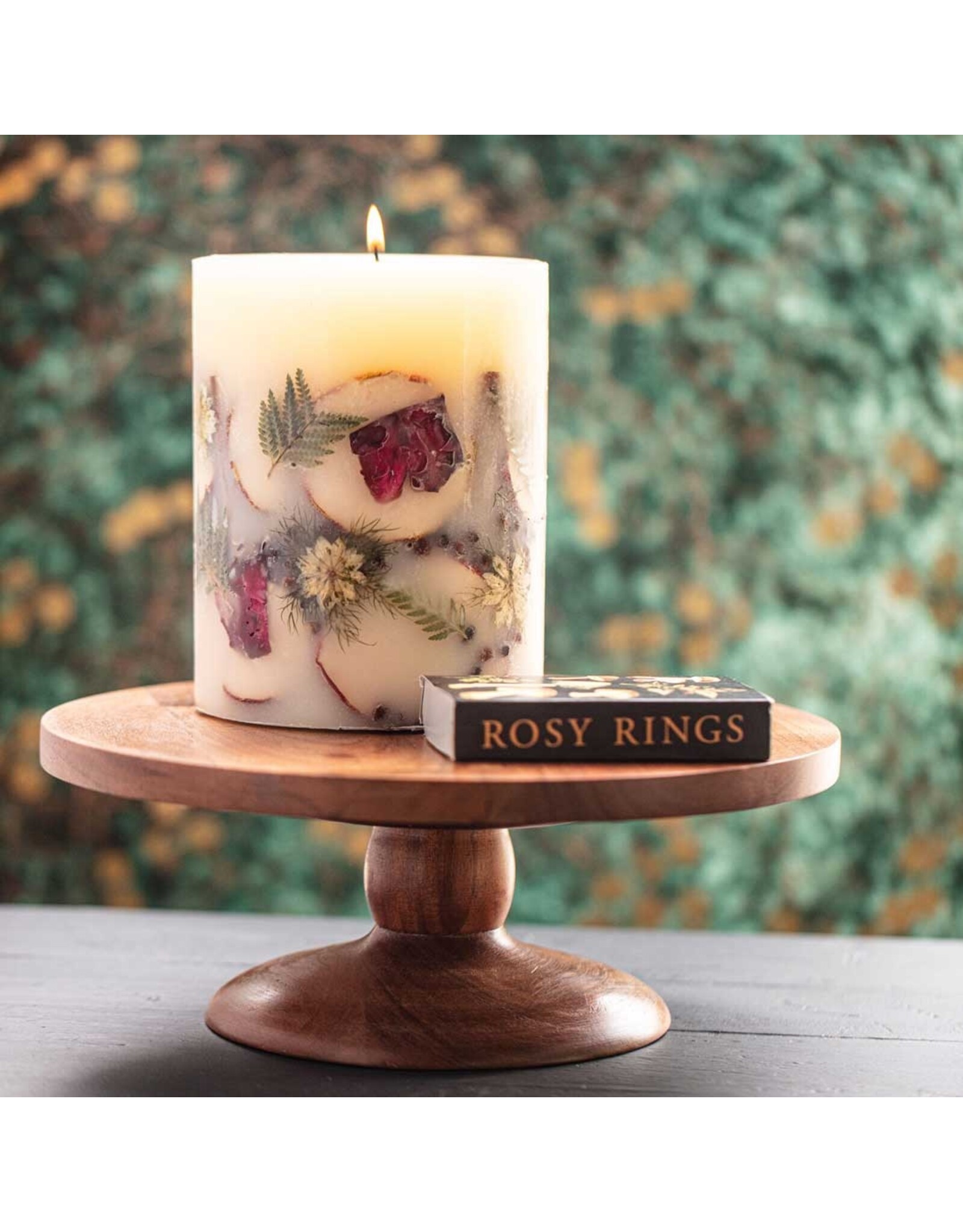 Rosy Rings Spicy Apple Small Round Botanical Candle Pillar 5.5Hx4.5D