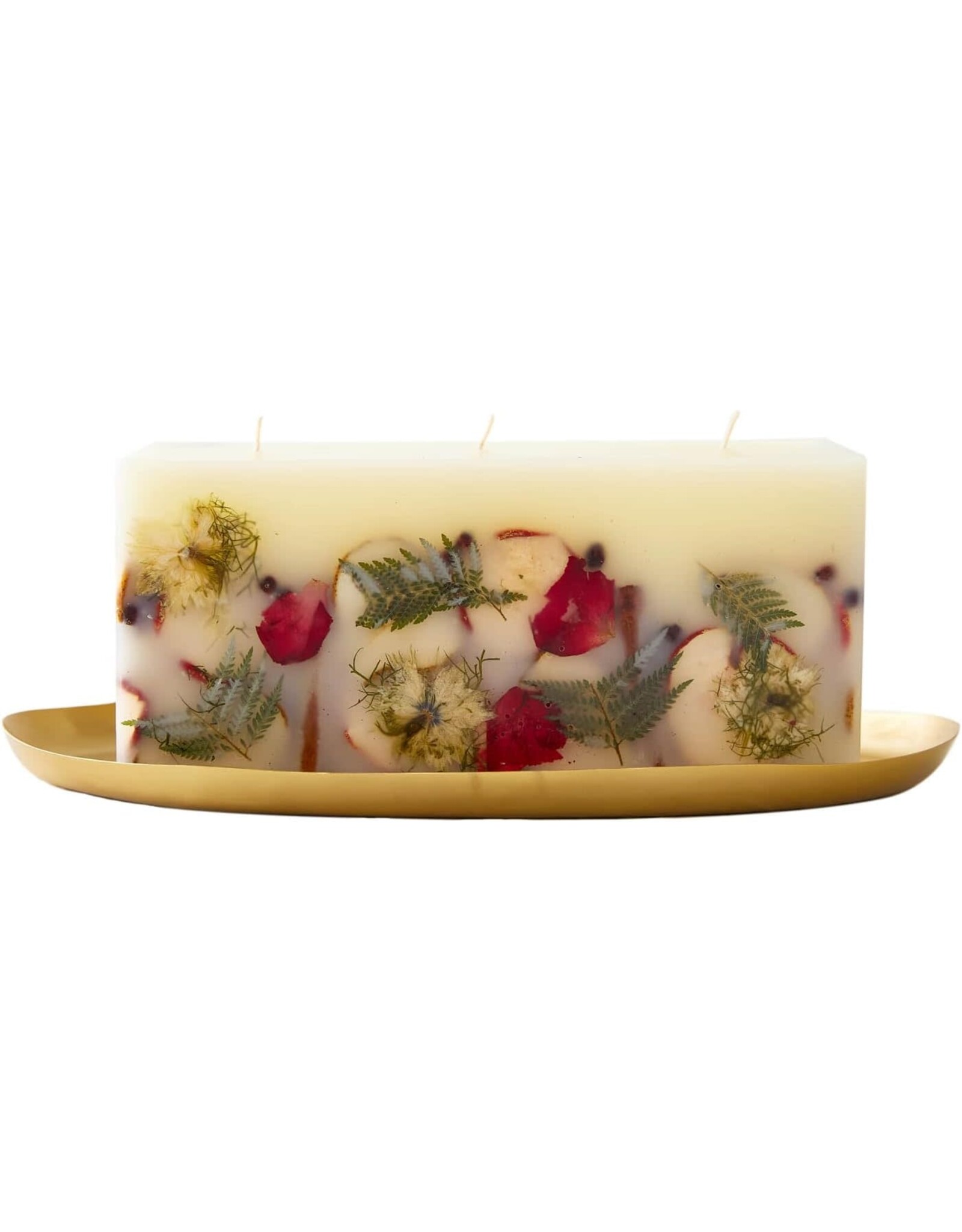 Rosy Rings Spicy Apple 3 Wick Brick Botanical Candle w Tray