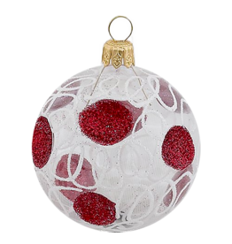 Kurt Adler Concave Red Dot Glitter Glass Ball Ornaments 63mm 4pc