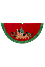 Kurt Adler Christmas Tree Skirt 48D Plush W Embroidered Sleigh