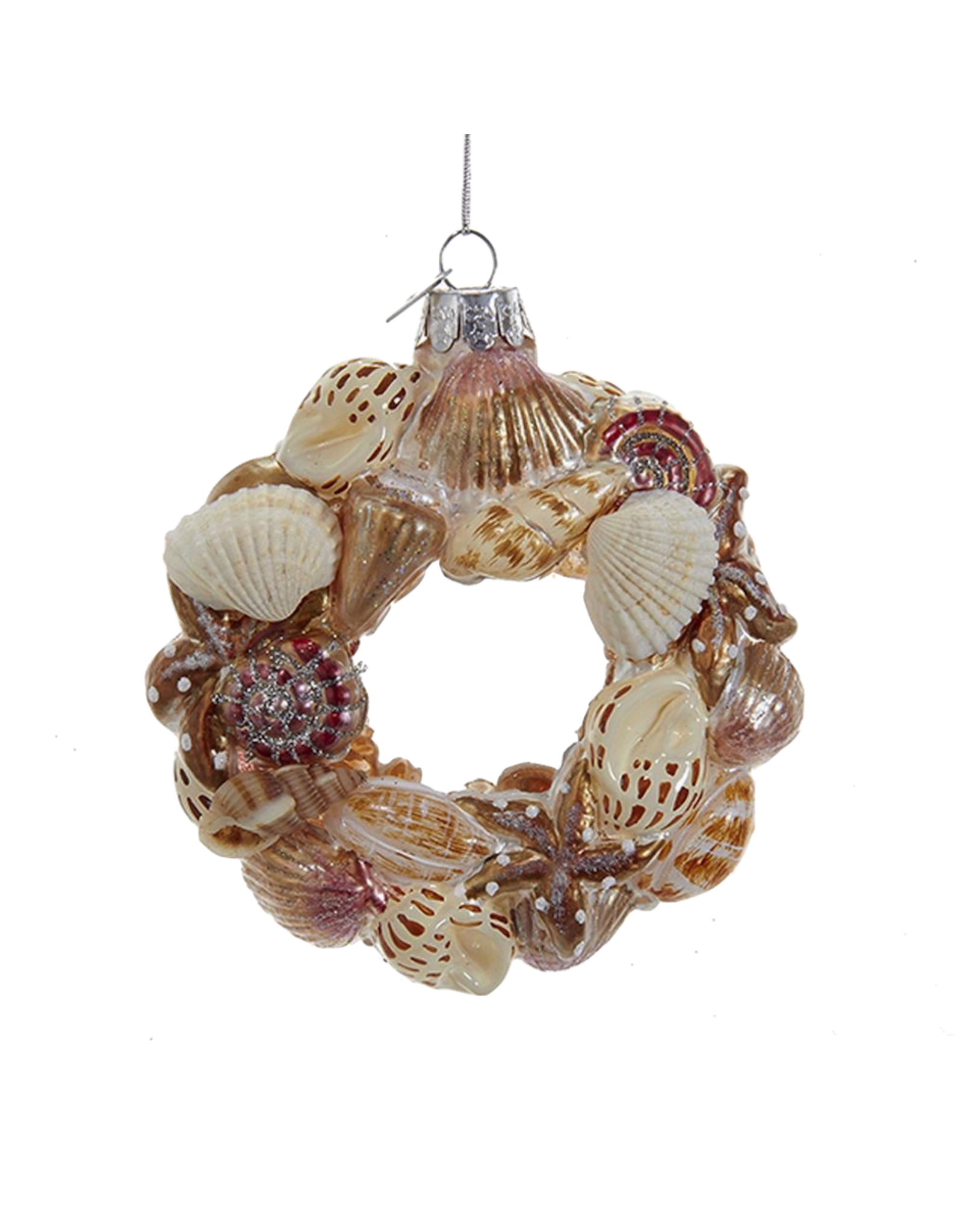 Kurt Adler Noble Gems Sea Shells Wreath Christmas Ornament 4 inch