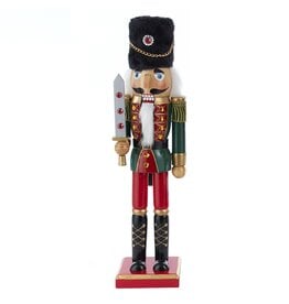 Kurt Adler Nutcracker Soldier Red and Green W Sword 15 Inch