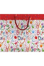 Caspari Happy Birthday Gift Bag Large 11.75x4.75x10 inch