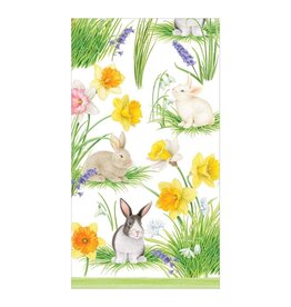 Caspari Easter Paper Guest Towel Napkins 15pk Bunnies And Daffodils