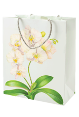 Caspari Gift Bag Lg 11.75x4.75x10 White Orchid