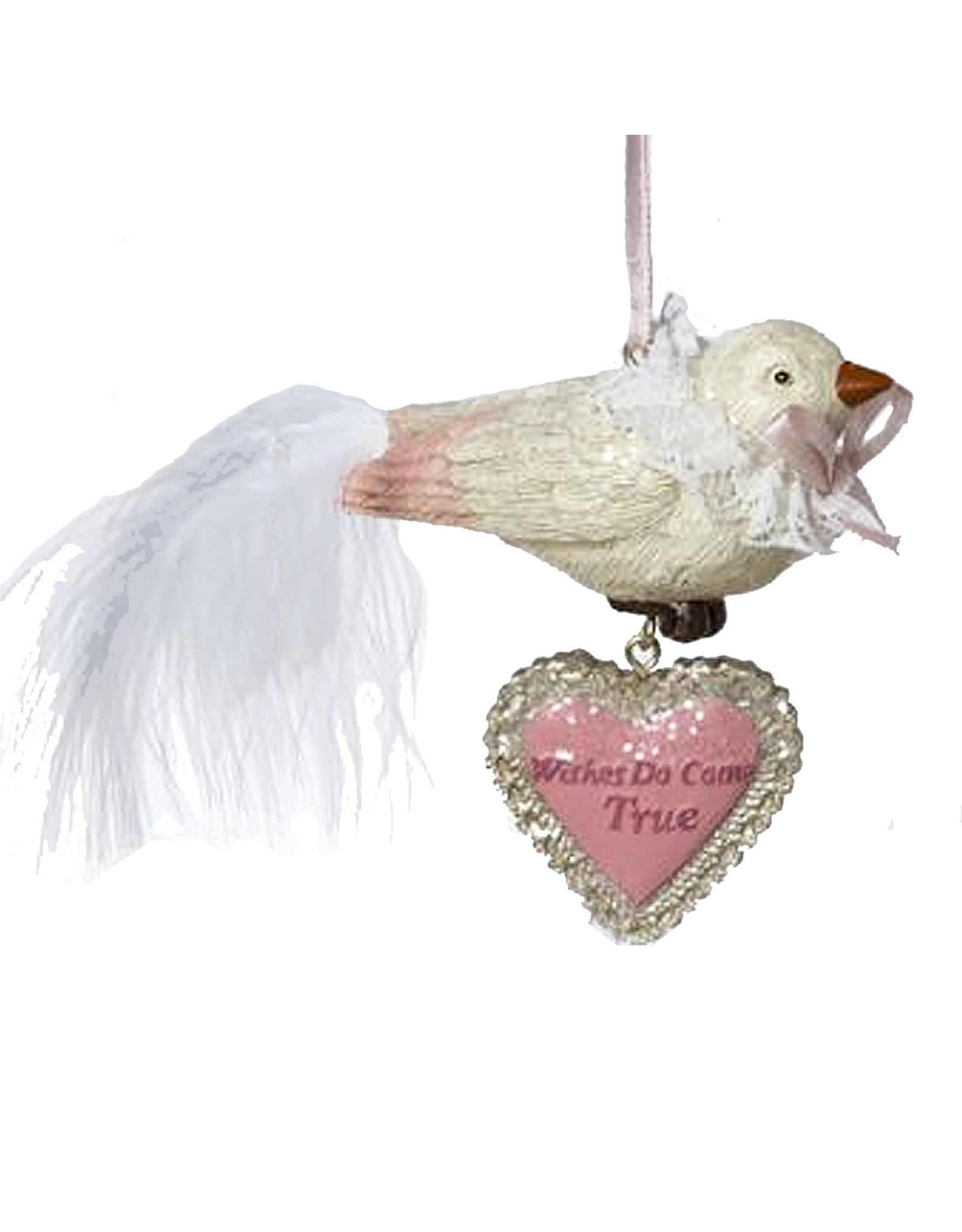 Kurt Adler Love Birds Heart Ornament W Sentiment Wishes Do Come True