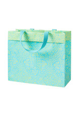 Caspari Gift Bag Annika Turquoise LG 11.75x4.75x10