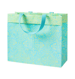 Caspari Gift Bag Annika Turquoise LG 11.75x4.75x10