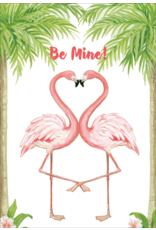 Caspari Valentine’s Day Card Be Mine Flamingos