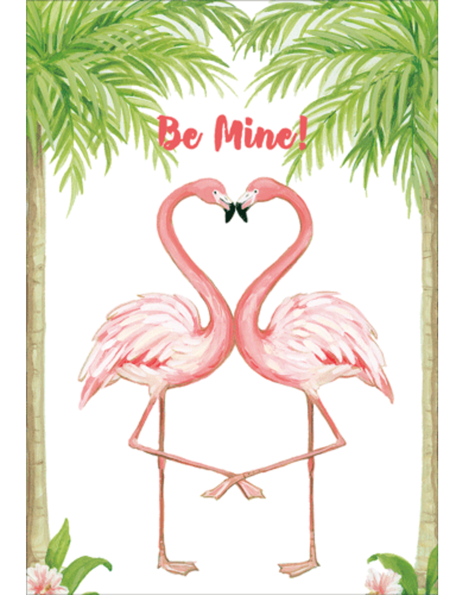 Caspari Valentine’s Day Card Be Mine Flamingos