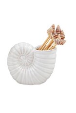 Mud Pie Ceramic Toothpick Holder | Nautilus Conch Shell