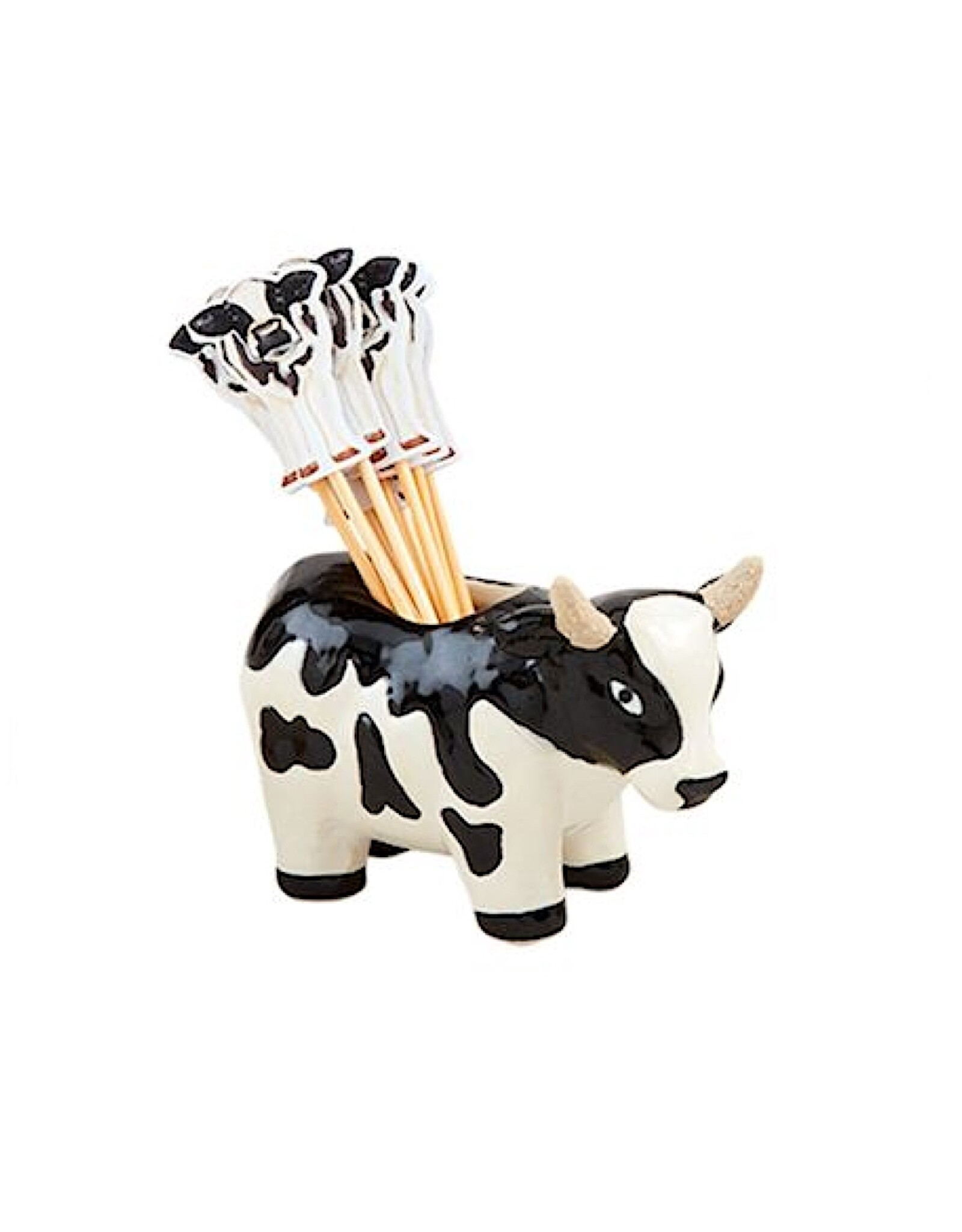 Mud Pie Stoneware Toothpick Holder | Cow Farm Animals Picks
