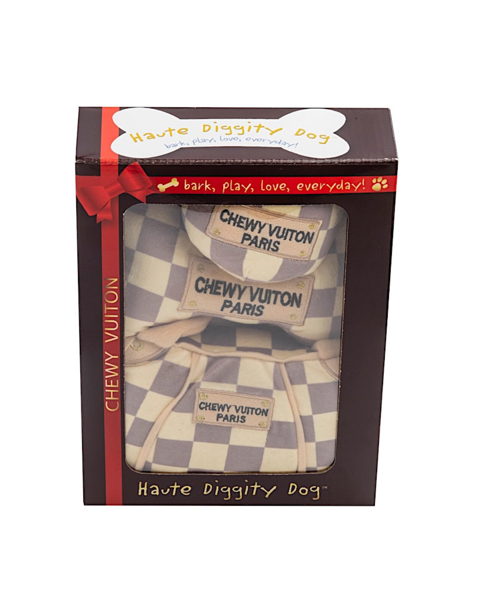 Haute Diggity Dog Checker Chewy Vuiton Box Set of 3 Squeaker Dog Toys