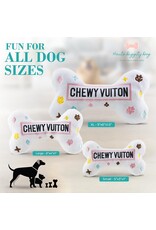 Haute Diggity Dog White Chewy Vuiton Bone Squeaker Dog Toy LG