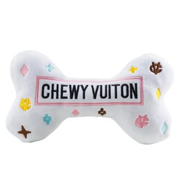 Haute Diggity Dog White Chewy Vuiton Bone Squeaker Dog Toy XL