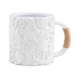 Mud Pie Mud Pie Shell Textured Coffee Mug W Rattan Handle | A